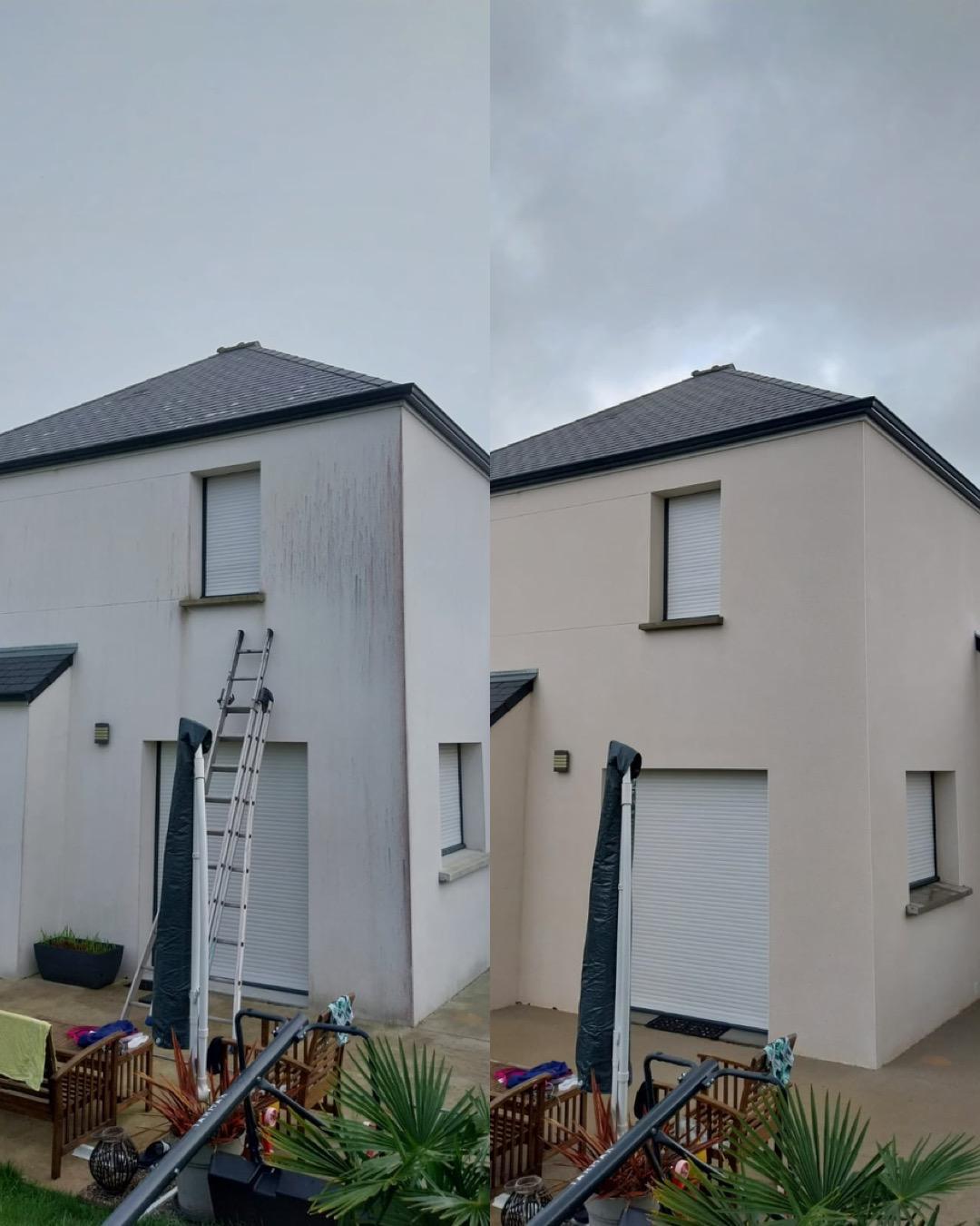 Avant et après le ravalement d’une maison moderne près de Vannes